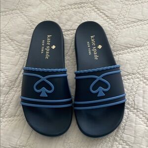 Kate Spade Dark Blue Slides with Spade Accent